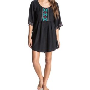 NWT Roxy Sunset City Black Boho Dress Embroidered Size XL